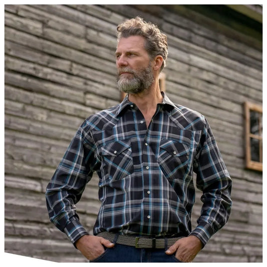 MWG Apparel Men's Snap Plaid Shirt - Black weis-western-wear