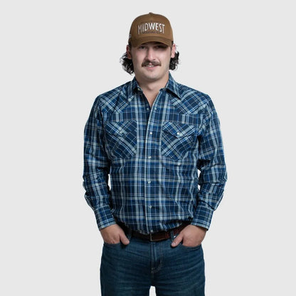 MWG Apparel Men's Snap Plaid Shirt - Dark Royal weis-western-wear