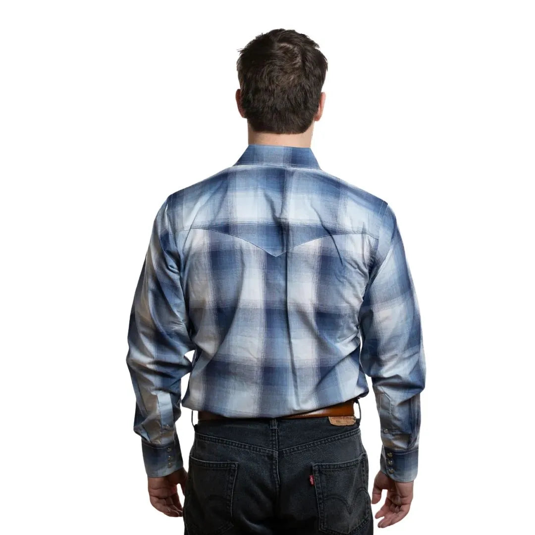 MWG Apparel Men's Snap Plaid Shirt - Sky Blue weis-western-wear