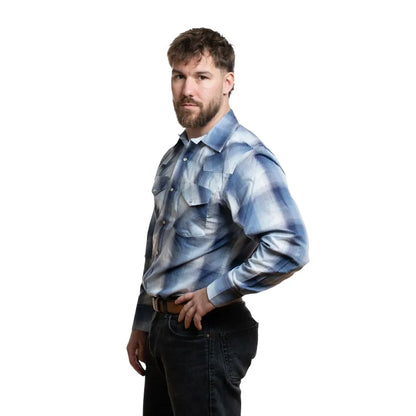 MWG Apparel Men's Snap Plaid Shirt - Sky Blue weis-western-wear