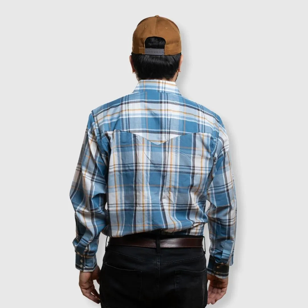 MWG Apparel Men's Snap Plaid Shirt - Teal weis-western-wear