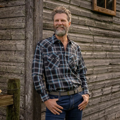 MWG Apparel Men's Snap Plaid Shirt - Black weis-western-wear