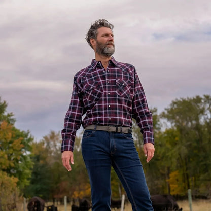 MWG Men's Flannel Plaid Western Shirt - Wine weis-western-wear
