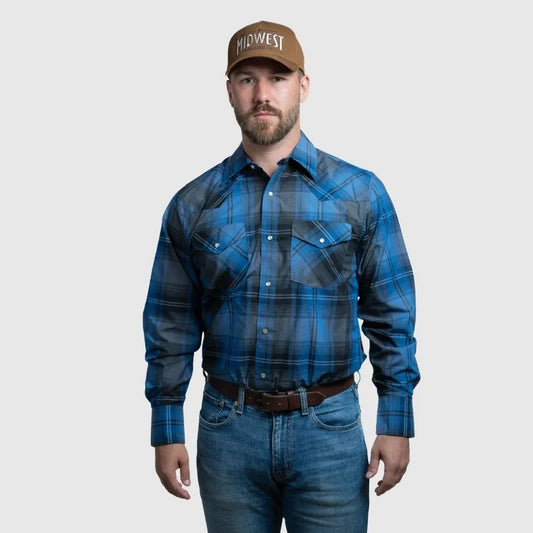 MWG Men's Snap Plaid Shirt - Blue weis-western-wear