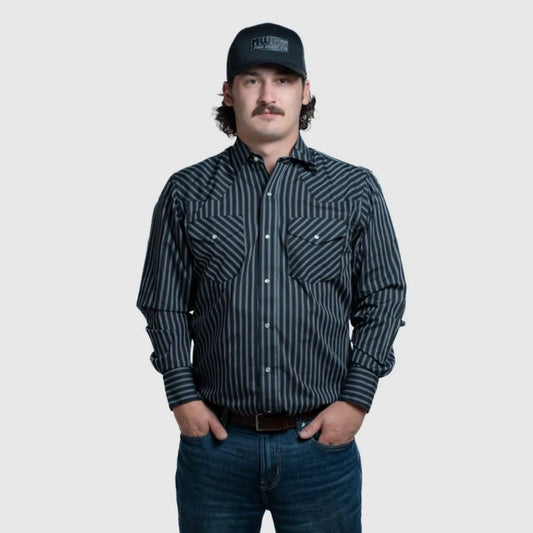 MWG Apparel Men's Western Stripe Shirt - Charcoal weis-western-wear