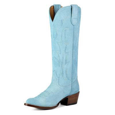 Macie Bean Women's Baby Blue Suede Cowgirl Boots