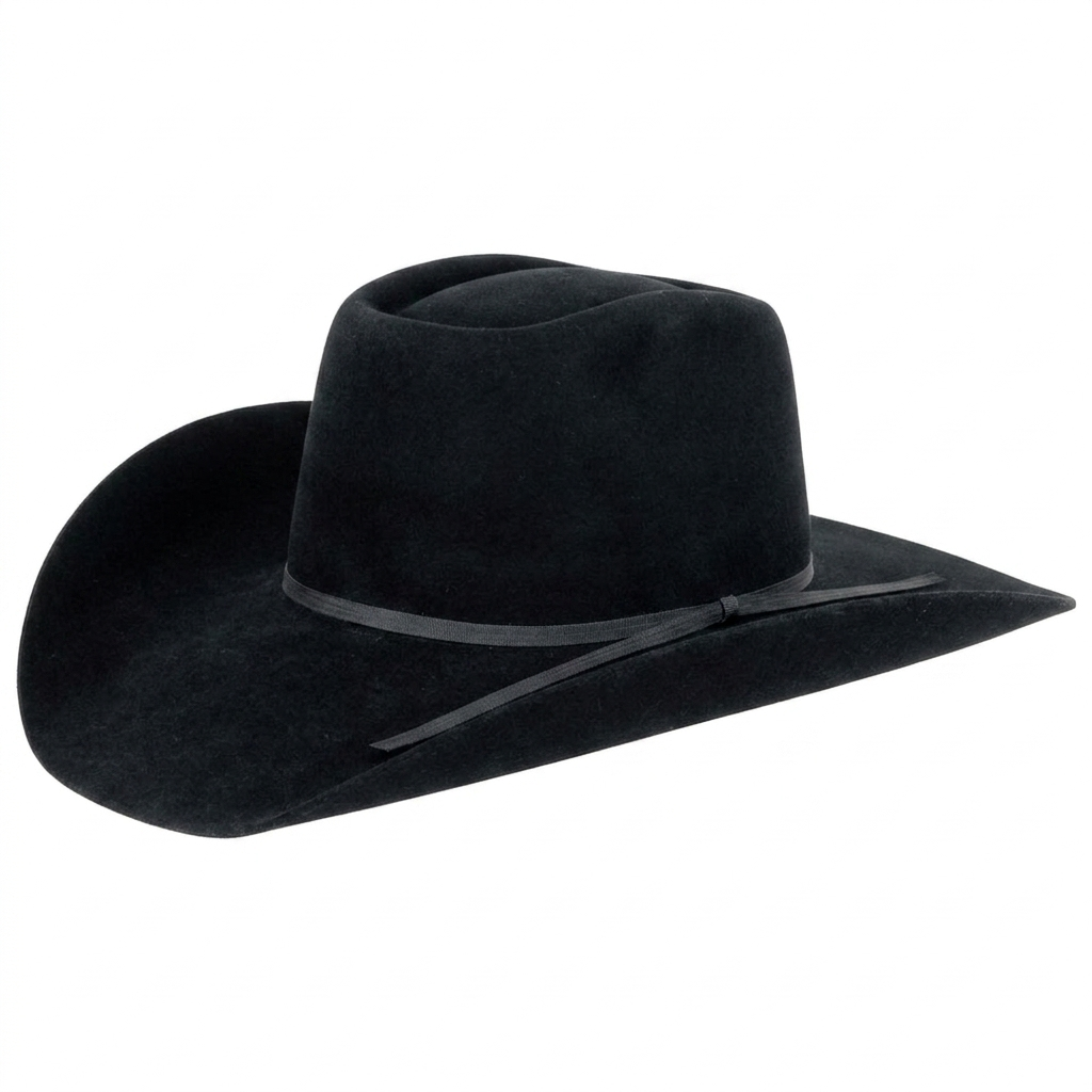 Master Hatters of Texas Sheridan 3X felt cowboy hat in black, three-quarter front view.