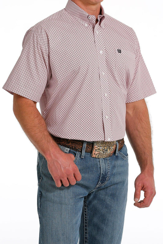 Men’s Cinch Short Sleeve Button Up Pink MTW1111439