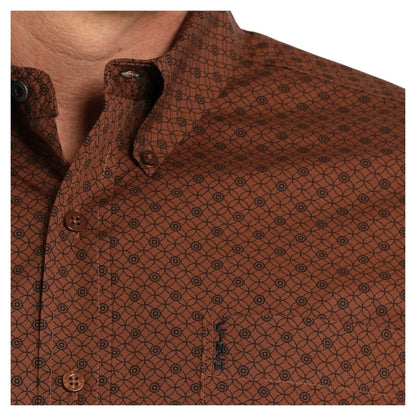 Men's Modern Fit Geometric Print Button-Down Western Shirt