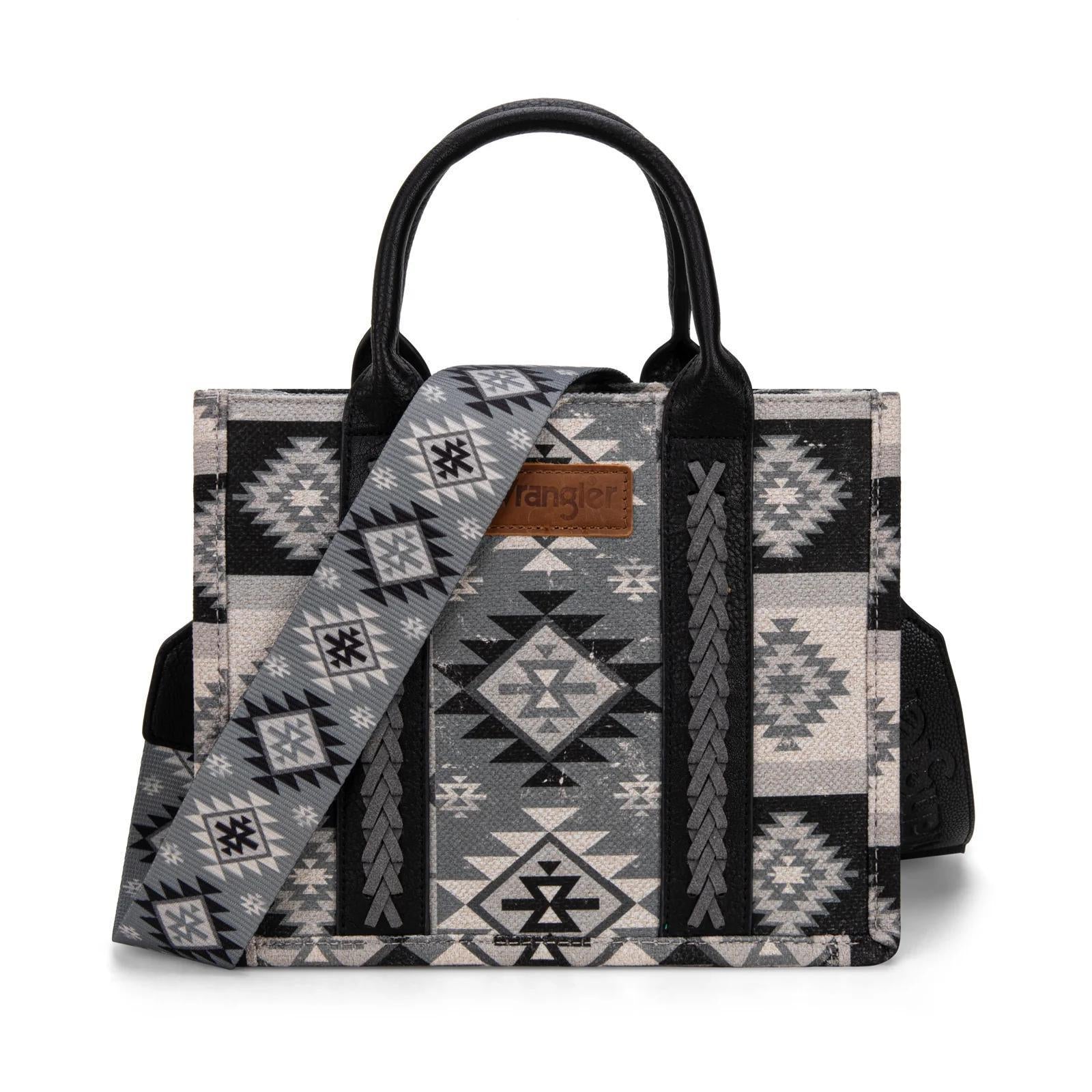 Montana West Wrangler Aztec Pattern Dual Sided Print -Tote/Crossbody weis-western-wear
