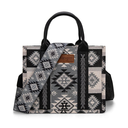 Montana West Wrangler Aztec Pattern Dual Sided Print -Tote/Crossbody weis-western-wear