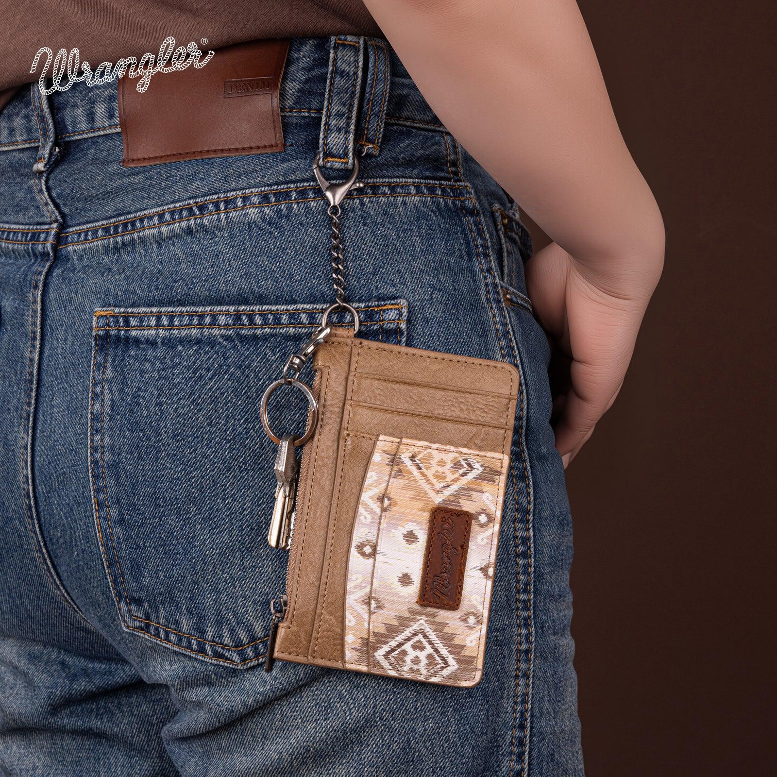 Montana West Wrangler Aztec Print Key Chain Wristlet Card Wallet weis-western-wear