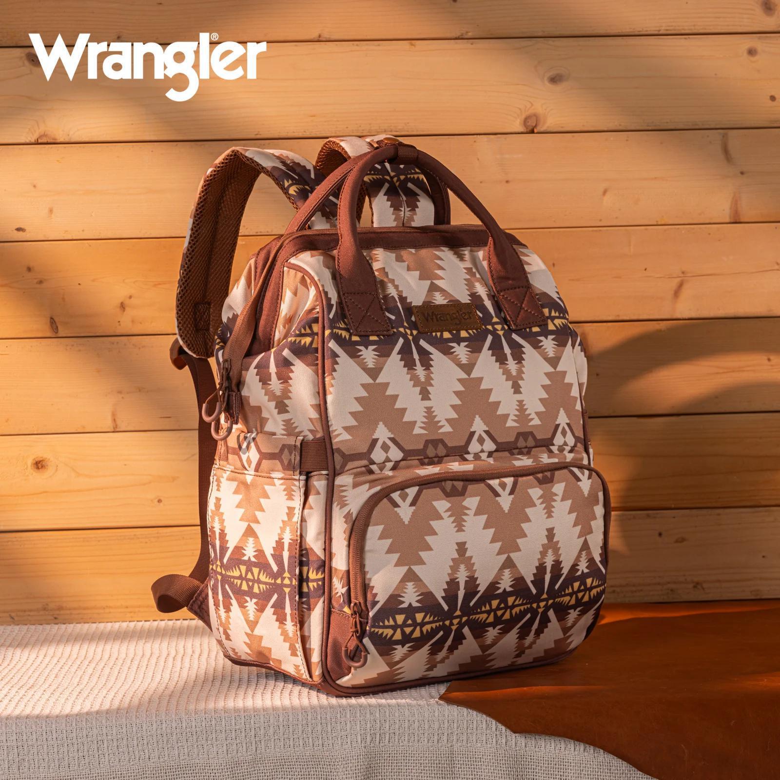 Montana West Aztec Print Backpack -2Pcs Set - Jean WG2204-9110 Wrangler Aztec Printed Callie Backpack - Green  main image 2