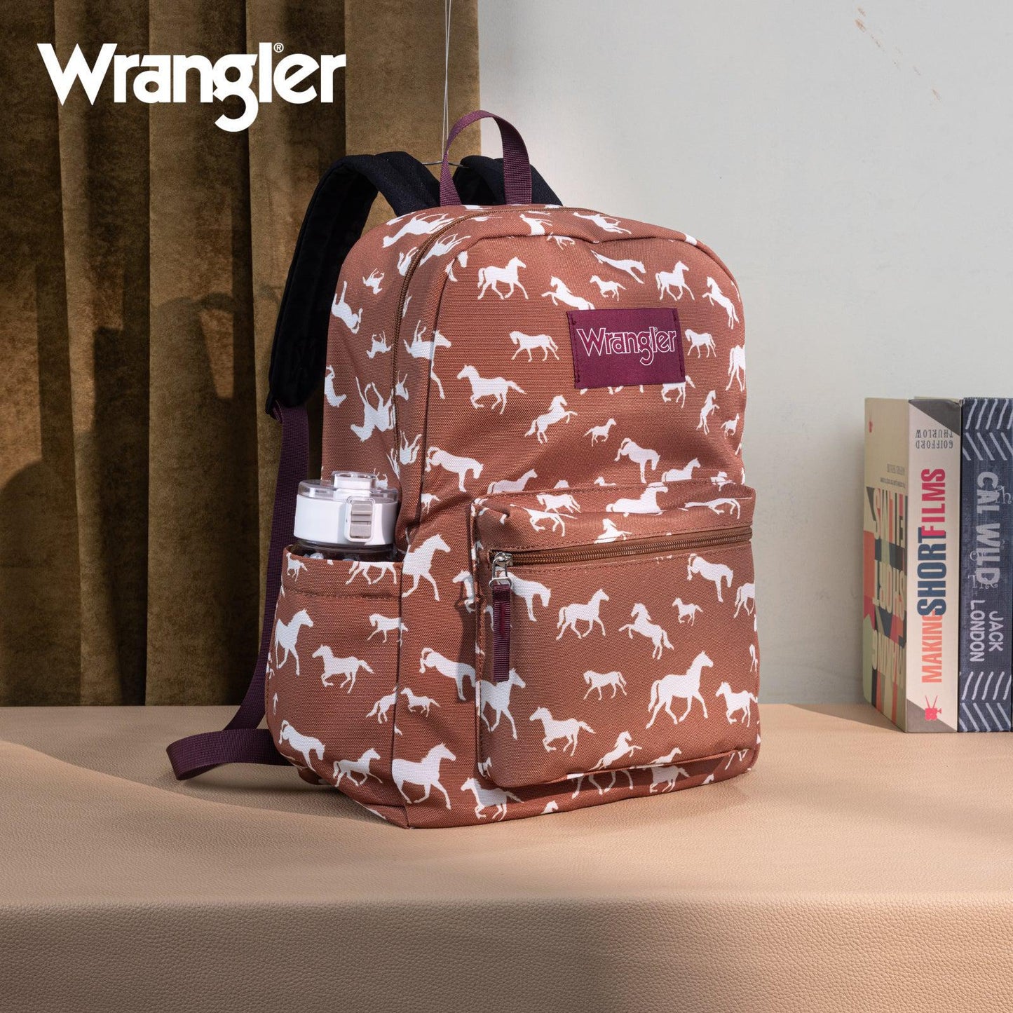 Montana West Wrangler Horse Print Backpack - Brown