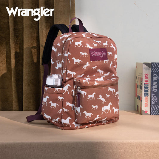 Montana West Wrangler Horse Print Backpack - Brown