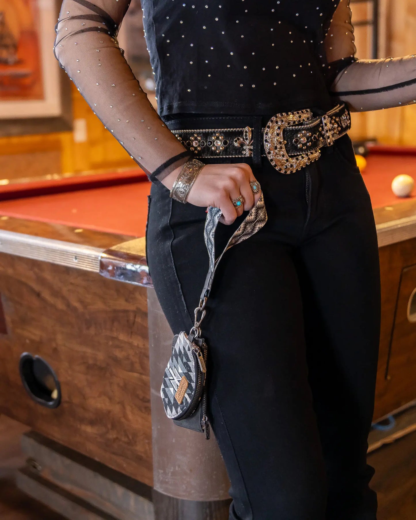 Montana West Wrangler Southwestern Art Print Dual Pouch Wristlet weis-western-wear