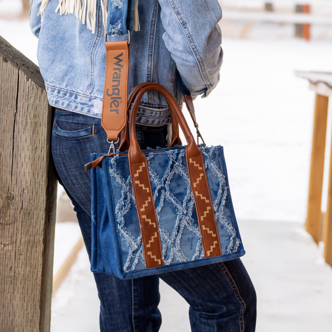 Montana West Wrangler Southwestern Print Small Canvas Tote/Crossbody