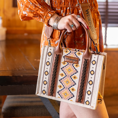 Montana West Wrangler Southwestern Print Small Canvas Tote/Crossbody