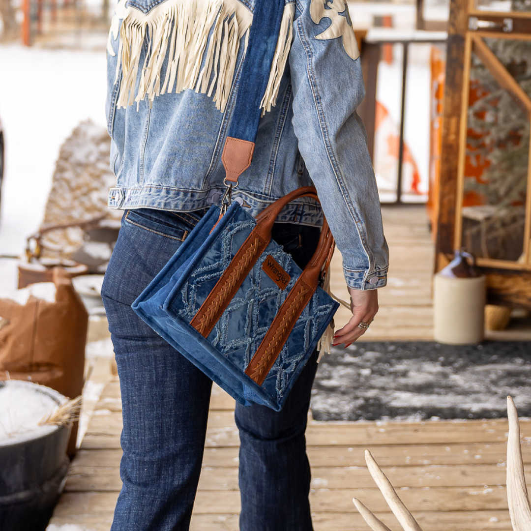 Montana West Wrangler Southwestern Print Small Canvas Tote/Crossbody