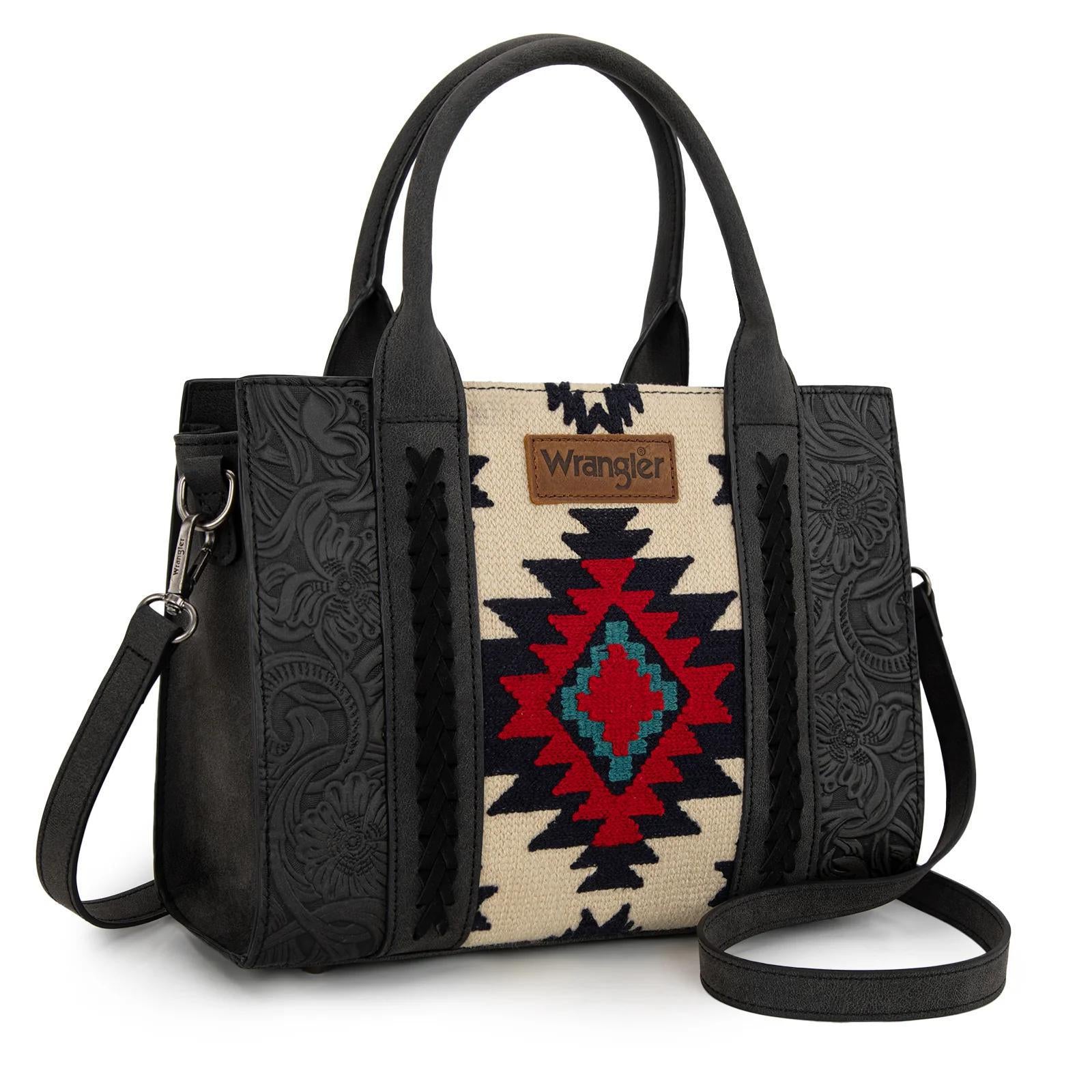 Montana West Wrangler Tooled Aztec Pattern Print Concealed Carry Tote/Crossbody weis-western-wear