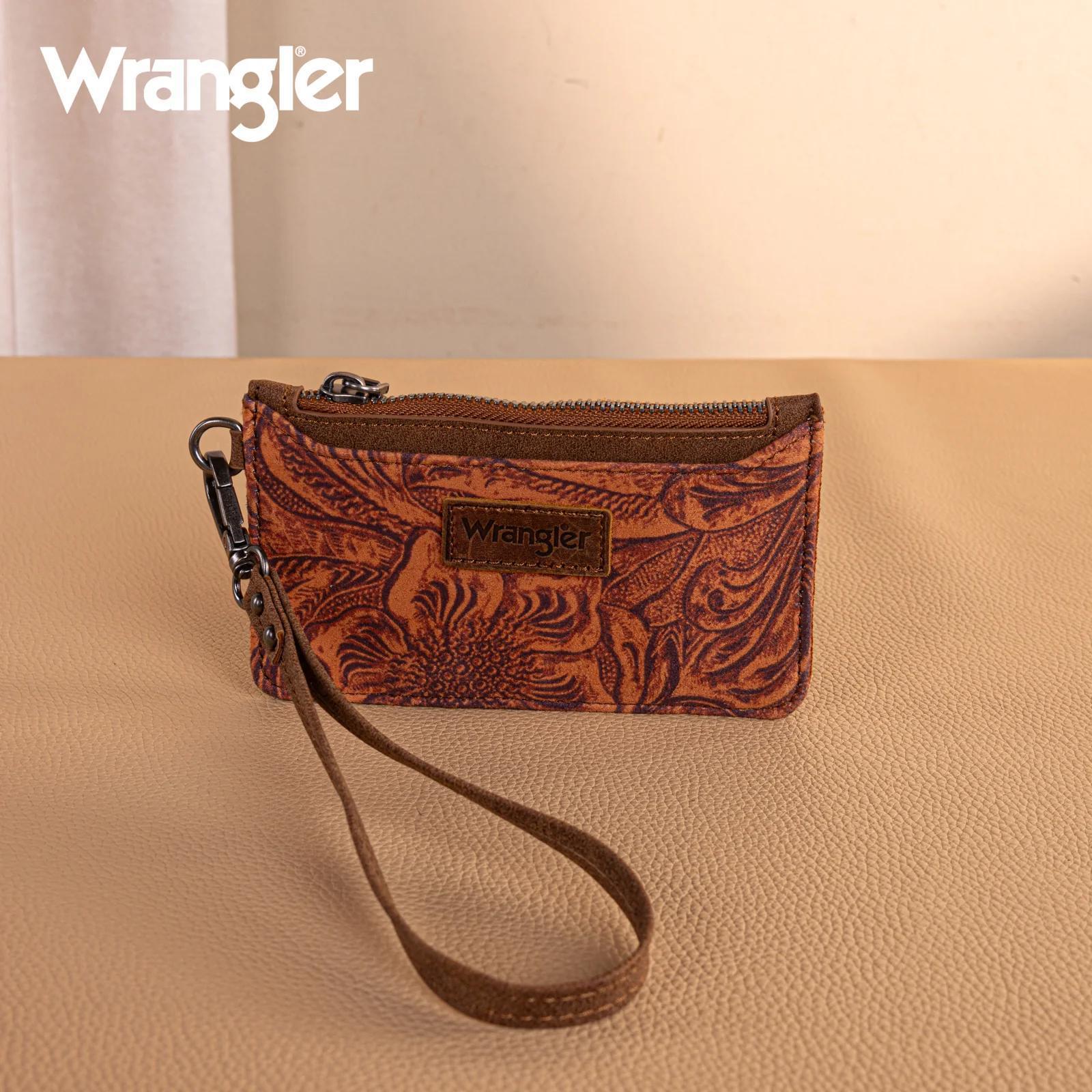 Montana West Wrangler Vintage Floral Velvet Printed Mini Zip Card Case Wristlet weis-western-wear
