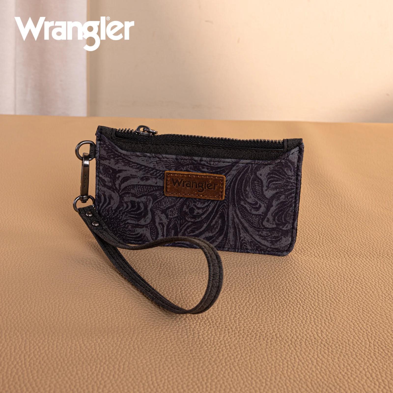 Montana West Wrangler Vintage Floral Velvet Printed Mini Zip Card Case Wristlet weis-western-wear
