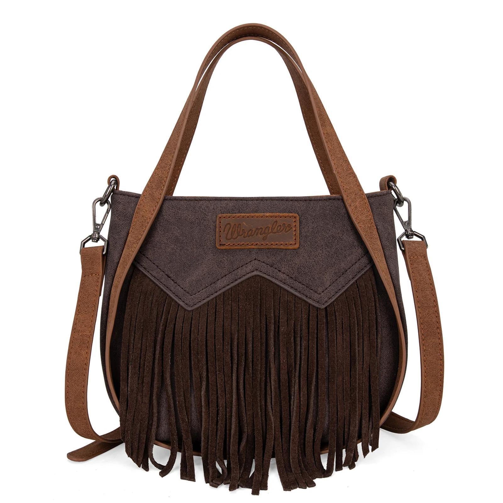Montana West Wrangler "W" Stitch Fringe Two Tone Tote/Crossbody weis-western-wear