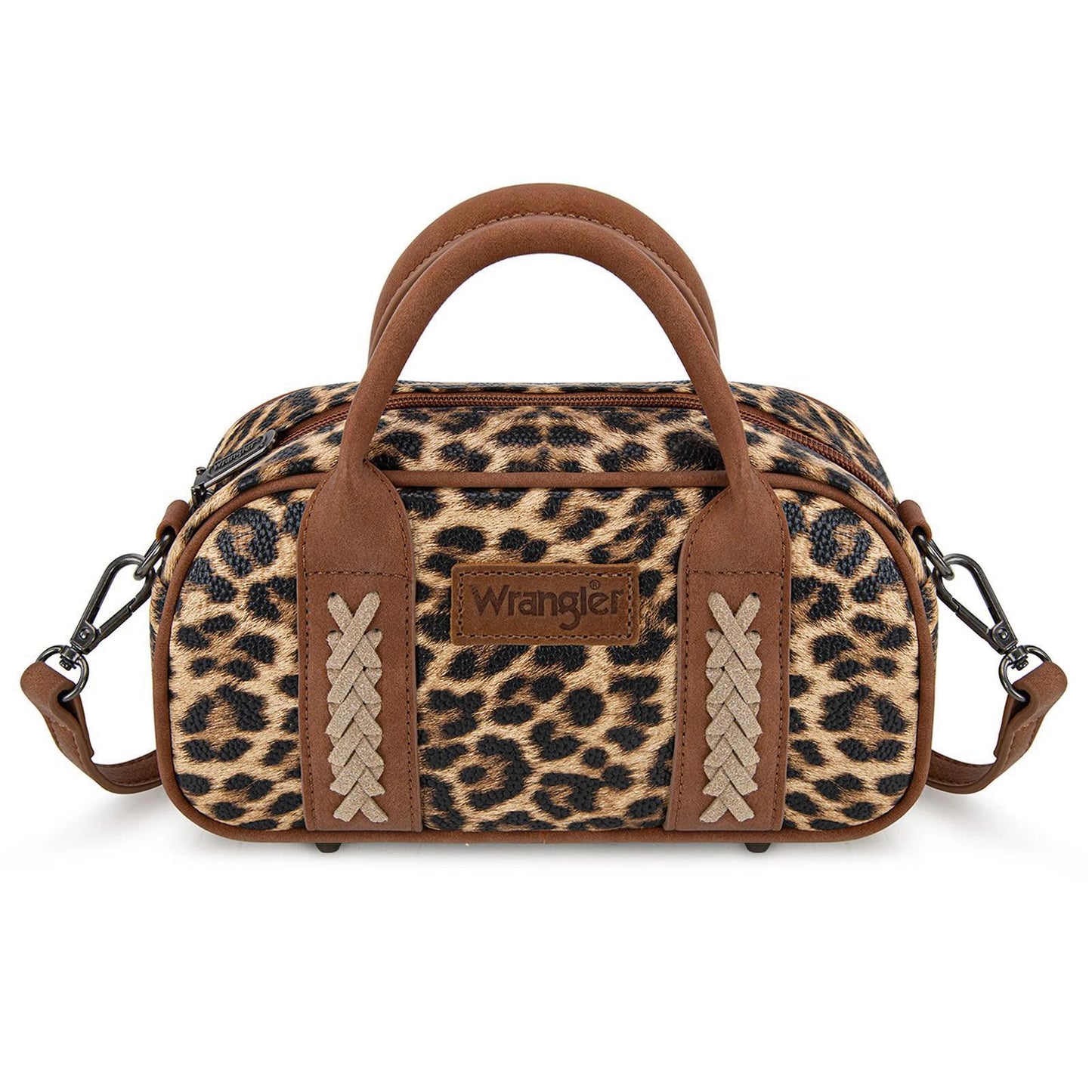 Montana West Wrangler Whipstitch Collection Mini Satchel/Crossbody Bag - Leopard