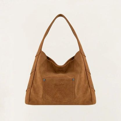 Montana West Wrangler Fringe Studded Hobo Bag- Brown weis-western-wear