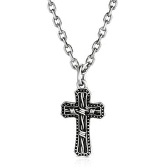 Montana Silversmiths Antiqued Stainless Barbed Wire Cross Necklace - Montana Silversmiths