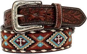 Nocona Men's Floral Beaded Tooled Belt N210005532