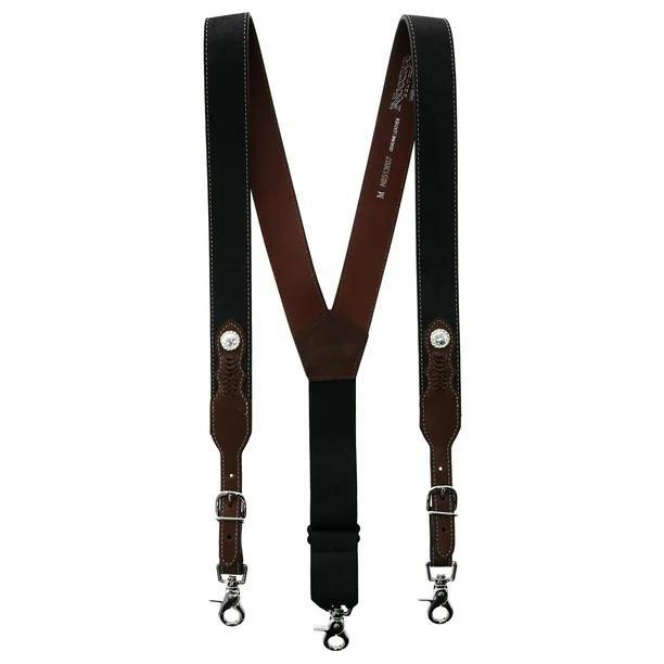 Nocona Men's Western Brown Black Leather Suspenders N8513667