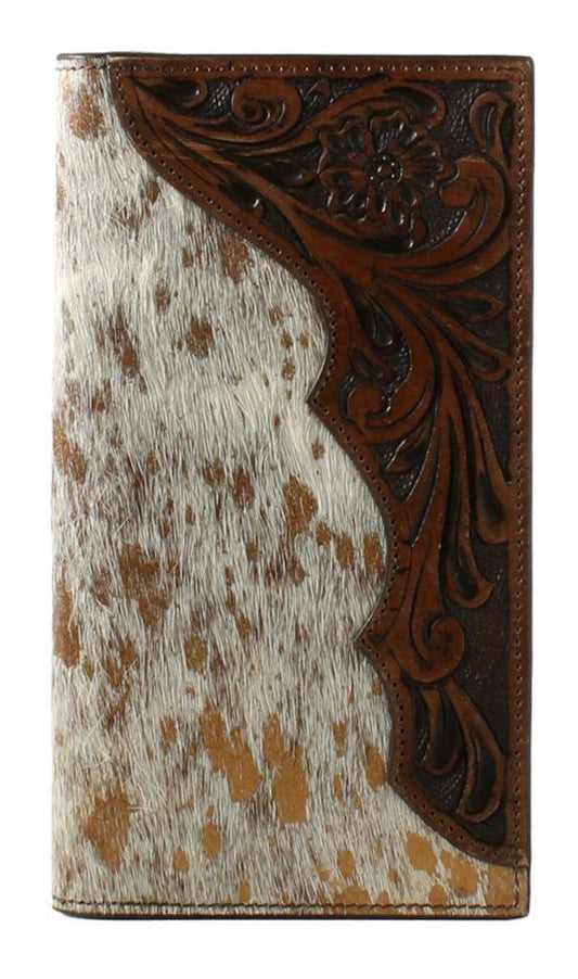 Nocona Men's Western Wallet Rodeo Leather Floral Foil Calf Hair Brown N5413102