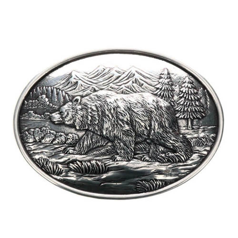 Nocona Western Oval Belt Buckle – Grizzly Bear