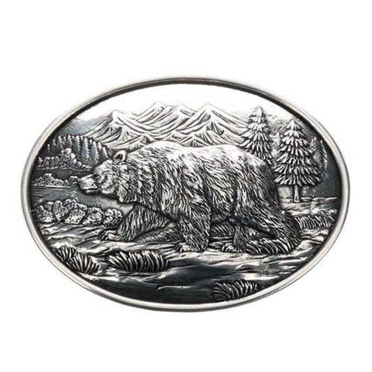 Nocona Western Oval Belt Buckle – Grizzly Bear