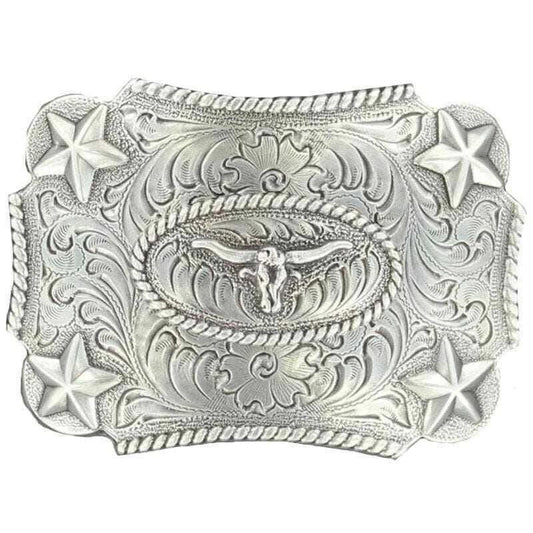 Nocona Youth Longhorn Silver Belt Buckle