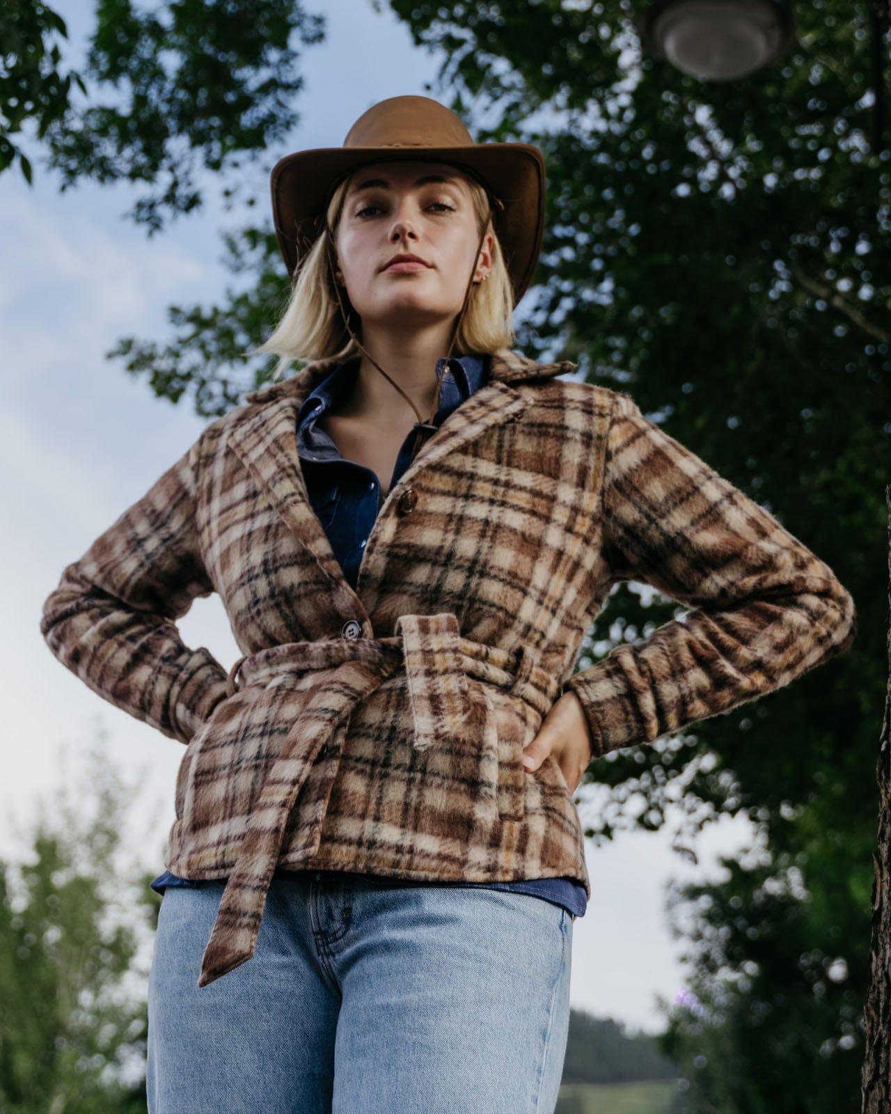 Outback Women's Evelyn Brown Plaid Jacket