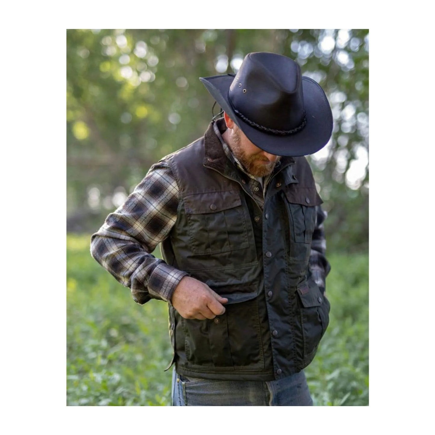 Outback Trading Company Men's Brant Dark Olive Oilskin Vest