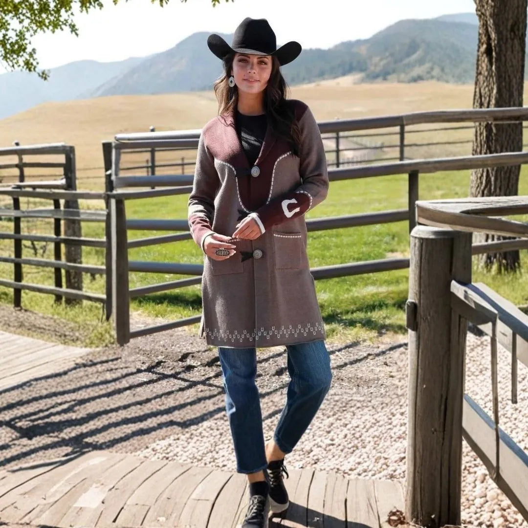Cinch Women's Knitted Grey Duster Sweater