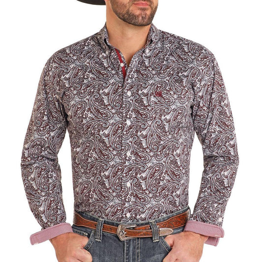 Panhandle Men's Western Paisley Print Long Sleeve Button Down Shirt RMB2S03185