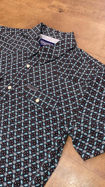 Panhandle Slim Men's Snap Turqoise/Brown Pattern