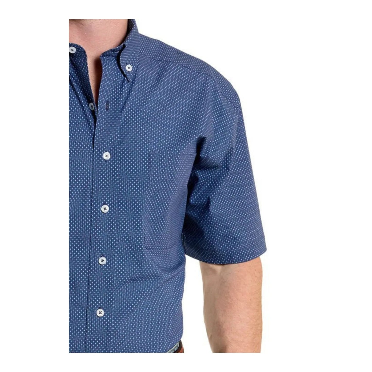 Panhandle Slim Men's Short Sleeves 1 pocket Button Blue Geo Print weis-western-wear