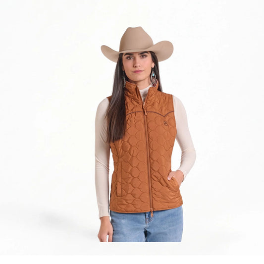 Panhandle Slim Women's Rust Aztec Print Reversible Vest