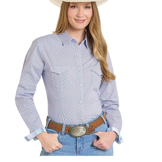 Panhandle Slim Women's Stretch Pink Print 2-Pocket Shirt weis-western-wear