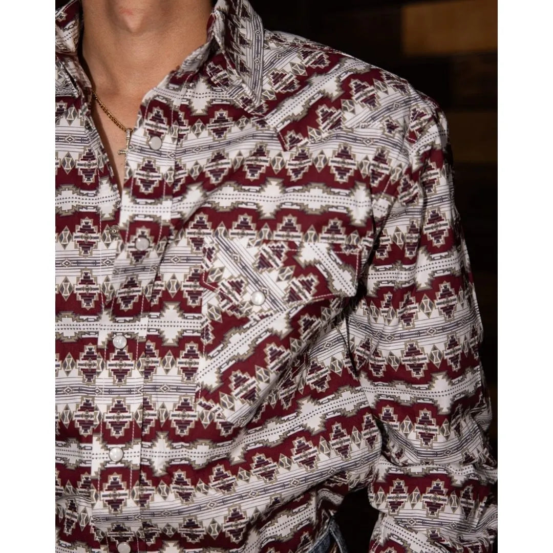 Panhandle Slim Men's Long sleeves Snap - Maroon
