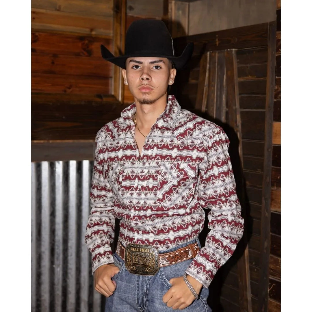 Panhandle Slim Men's Long sleeves Snap - Maroon