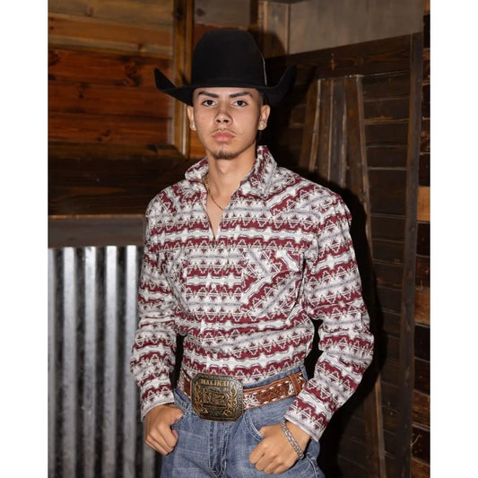 Panhandle Slim Men's Long sleeves Snap - Maroon