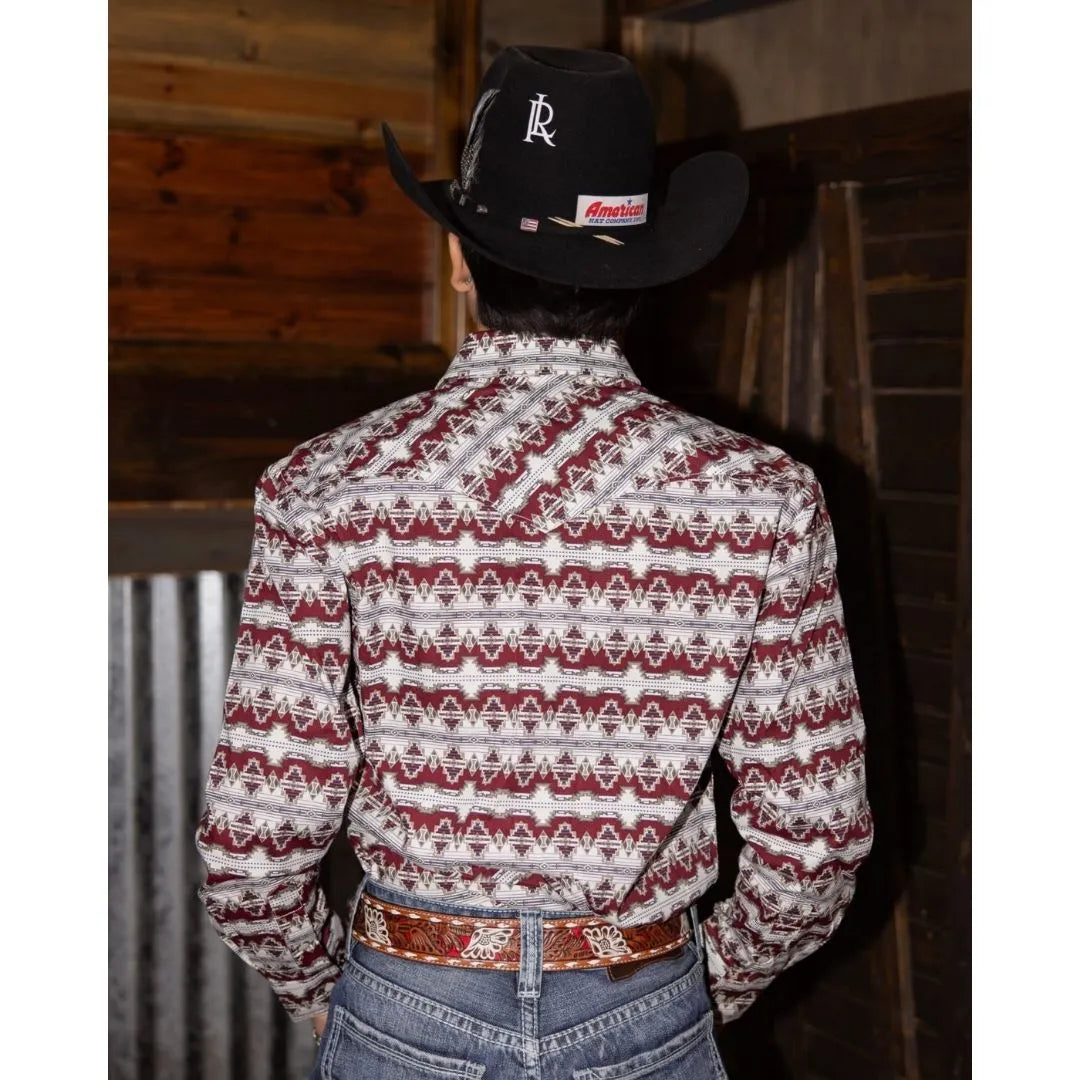 Panhandle Slim Men's Long sleeves Snap - Maroon