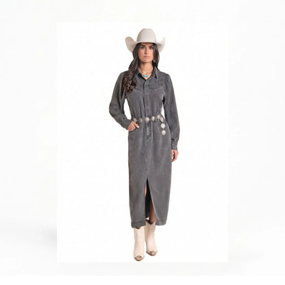 Panhandle Women's Long Black Denim Dress