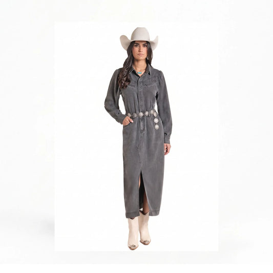 Panhandle Women's Long Black Denim Dress